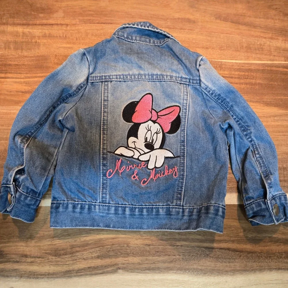 Disney at Primark Kids Blue Denim Jacket Mickey Minnie Mouse Embroidered 12-18M